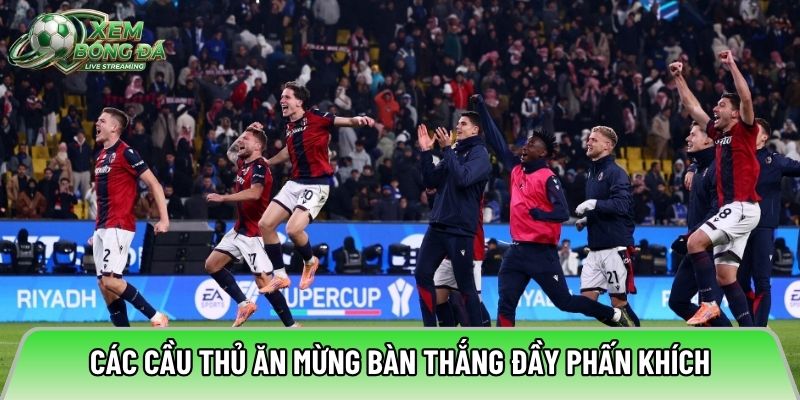 Các cầu thủ ăn mừng bàn thắng đầy phấn khích